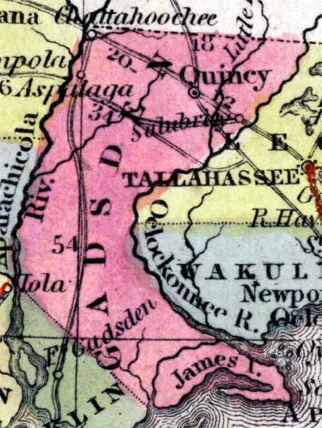 Map of Gadsden County, Florida, 1850