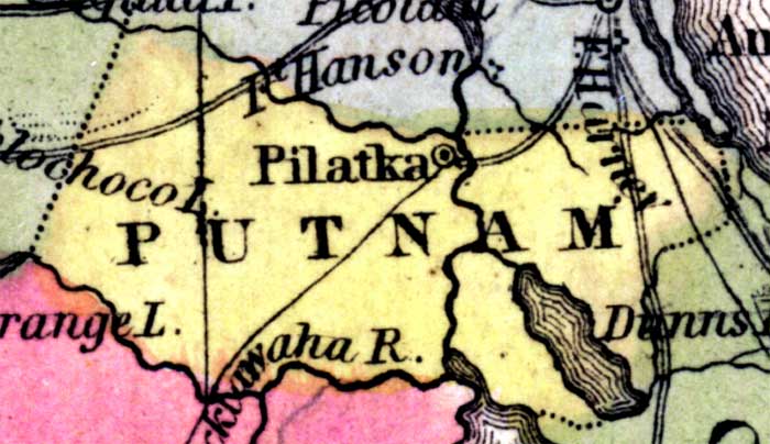 Map of Putnam County, Florida, 1850