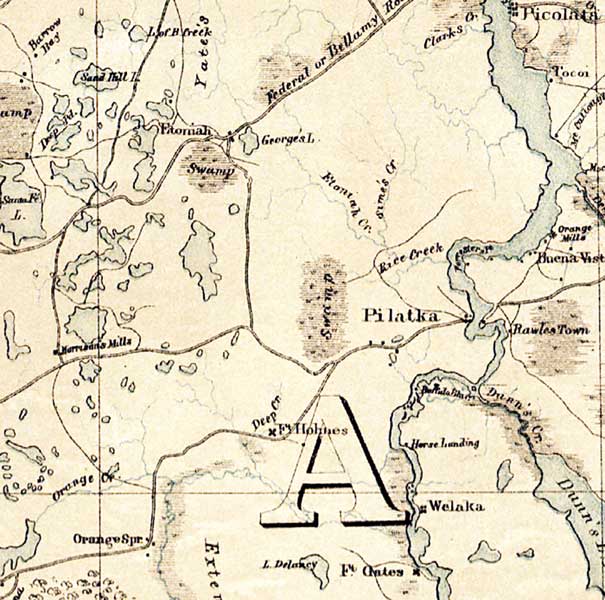 Map of Putnam County, Florida, 1864