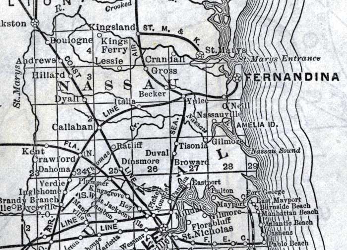 Map of Nassau County, Florida, 1920