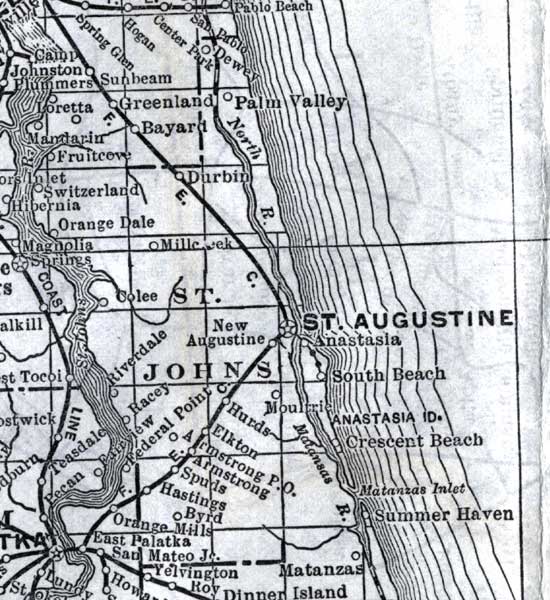 Map of St. Johns County, Florida, 1920