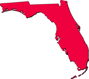small red map of Florida