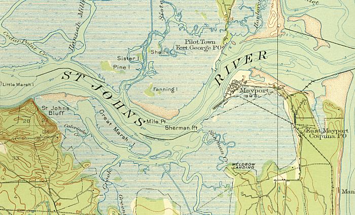 Map of Mouth of St Johns River, Florida