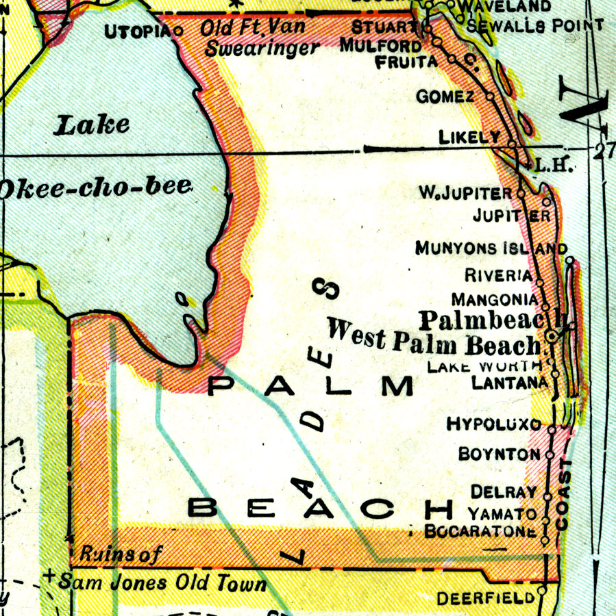 Map West Palm Beach Palm Beach County, 1921