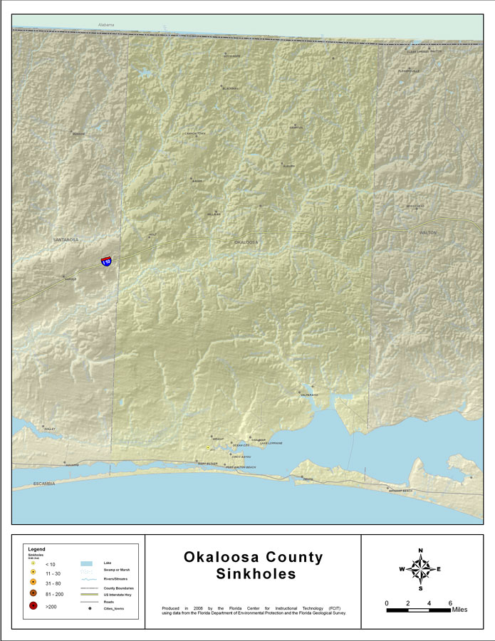 Sinkholes of Okaloosa County, Florida 