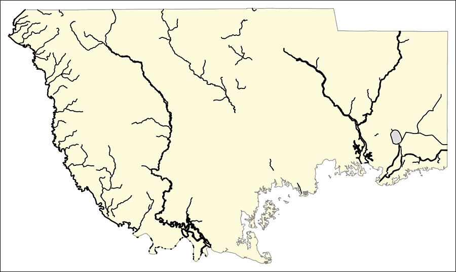Florida Waterways: Wakulla County Outline without Labels