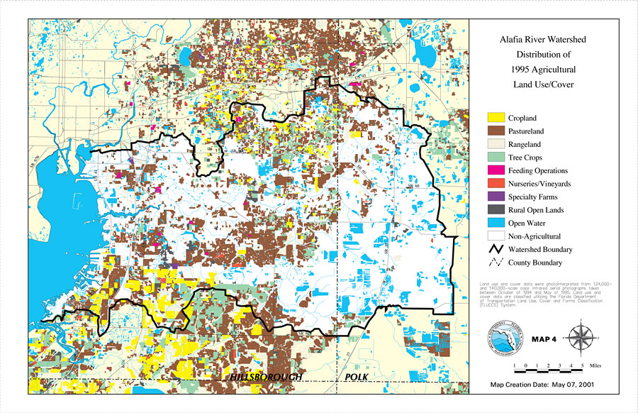 Alafia River Watershed Distribution of 1995 Agricultural Land Use/Cover- Map 4