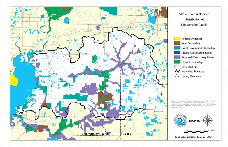 Alafia River Watershed Distribution of Conservation Lands- Map 15