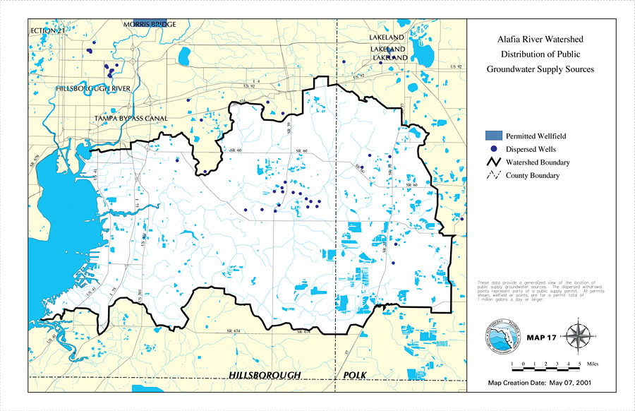 Alafia River Watershed Distribution of Public Groundwater Supply Sources- Map 17