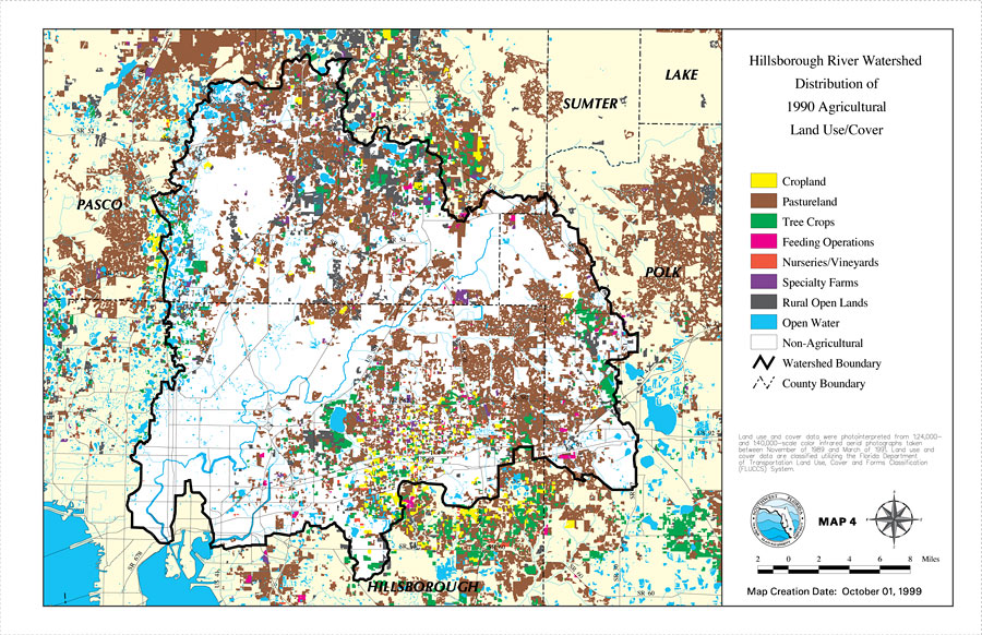Hillsborough River Watershed Distribution of 1990 Agricultural Land Use/Cover- Map 4