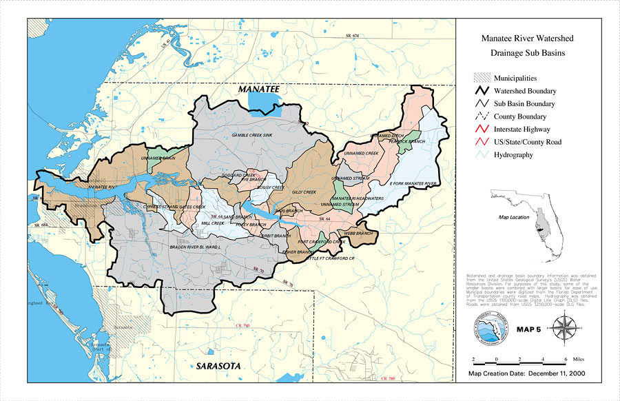Manatee River Watershed Drainage Sub Basins- Map 5