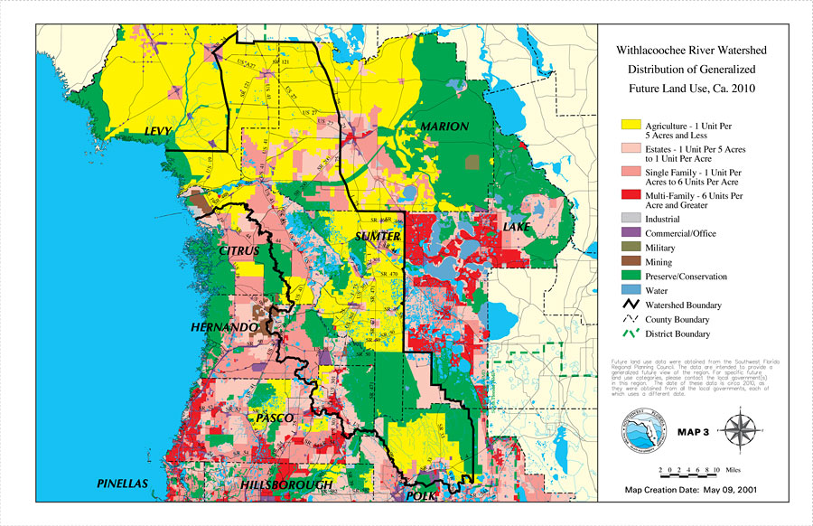 Withlacoochee River Watershed Distribution of Generalized Future Land Use, Ca. 2010