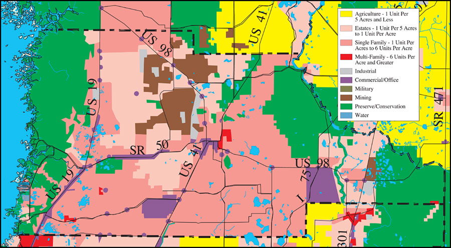 Withlacoochee River Watershed Distribution of Generalized Future Land Use, Ca. 2010- Hernando County