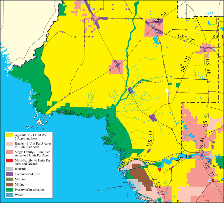 Withlacoochee River Watershed Distribution of Generalized Future Land Use, Ca. 2010- Levy County