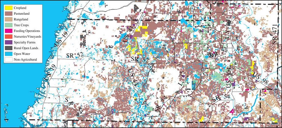 Withlacoochee River Watershed Distribution of 1995 Agricultural Land Use/Cover- Pasco County