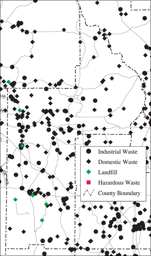 Withlacoochee River Watershed Distribution of Hazardous Waste Clean Up Sites, Landfills and Wastewater Facilities- Lake County