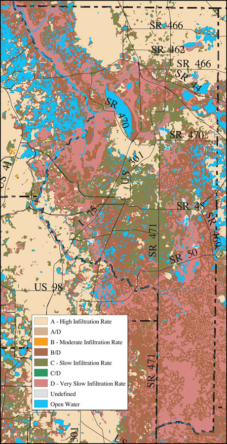 Withlacoochee River Watershed Distribution of Soil Hydrologic Groups- Sumter County