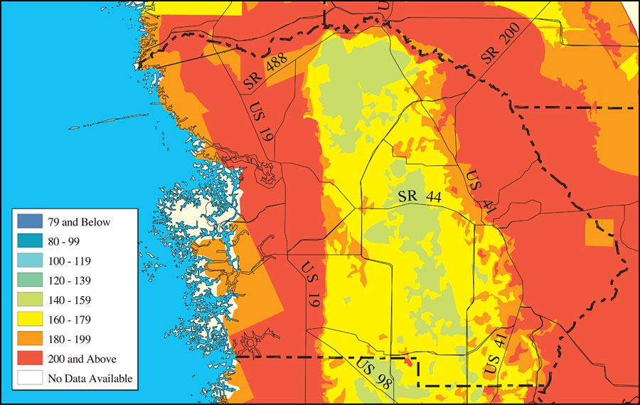 Withlacoochee River Watershed Ground Water Pollution Potentialto the Floridan Aquifer (D.R.A.S.T.I.C.)- Citrus County