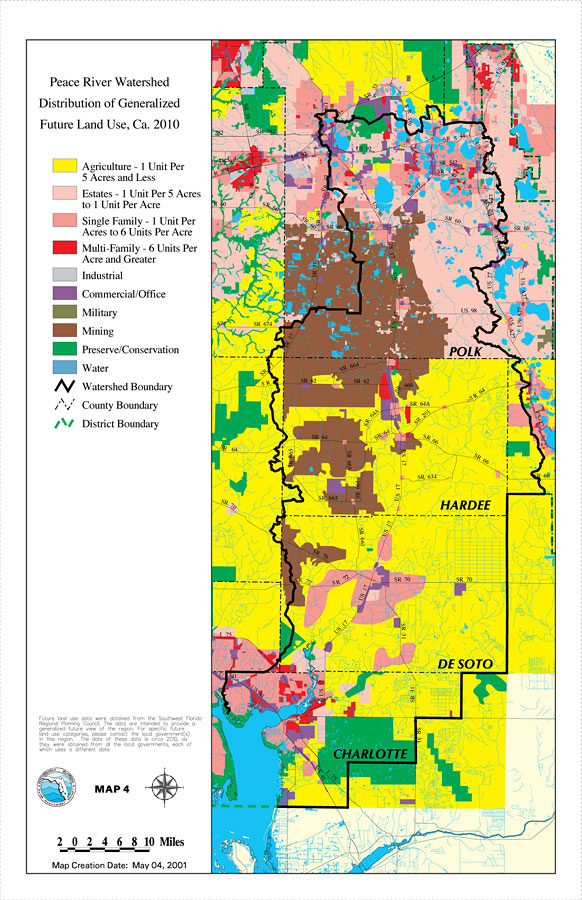 Peace River Watershed Distribution of Generalized Future Land Use, Ca. 2010