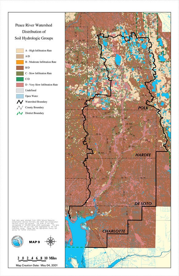 Peace River Watershed Distribution of Soil Hydrologic Groups