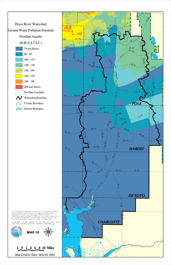 Peace River Watershed Ground Water Pollution Potential Floridan Aquifer (D.R.A.S.T.I.C.)