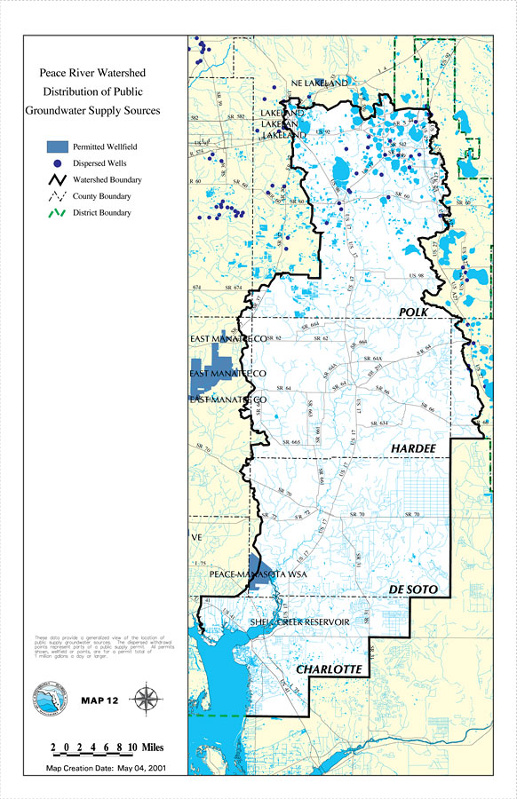 Peace River Watershed Distribution of Public Groundwater Supply Sources