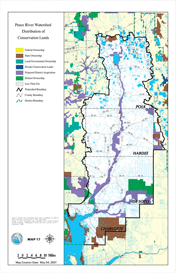Peace River Watershed Distribution of Conservation Lands