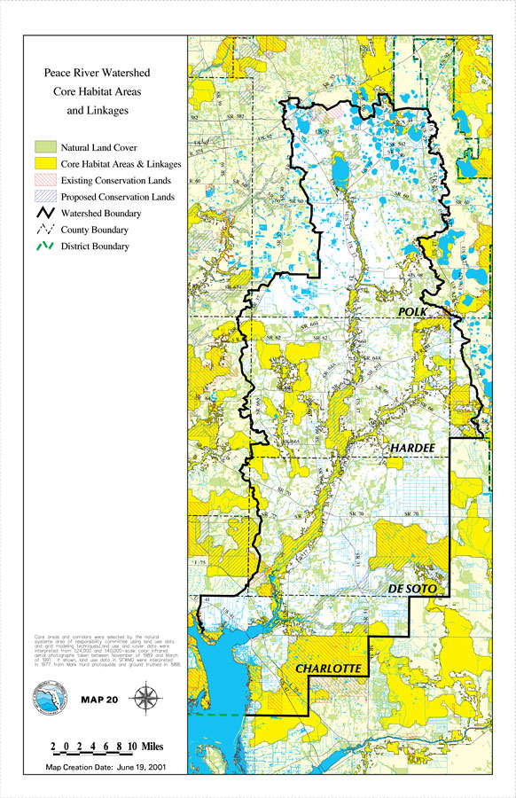 Peace River Watershed Core Habitat Areas and Linkages