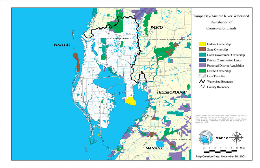Tampa Bay/Anclote River Watershed Distribution of Conservation Lands