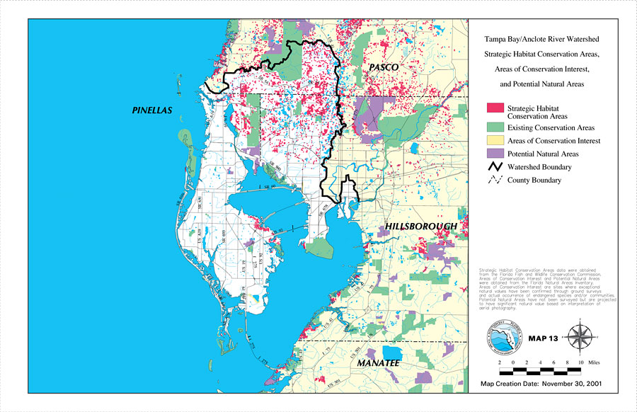 Tampa Bay/Anclote River Watershed Strategic Habitat Conservation Areas, Areas of Conservation Interest, and Potential Natural Areas