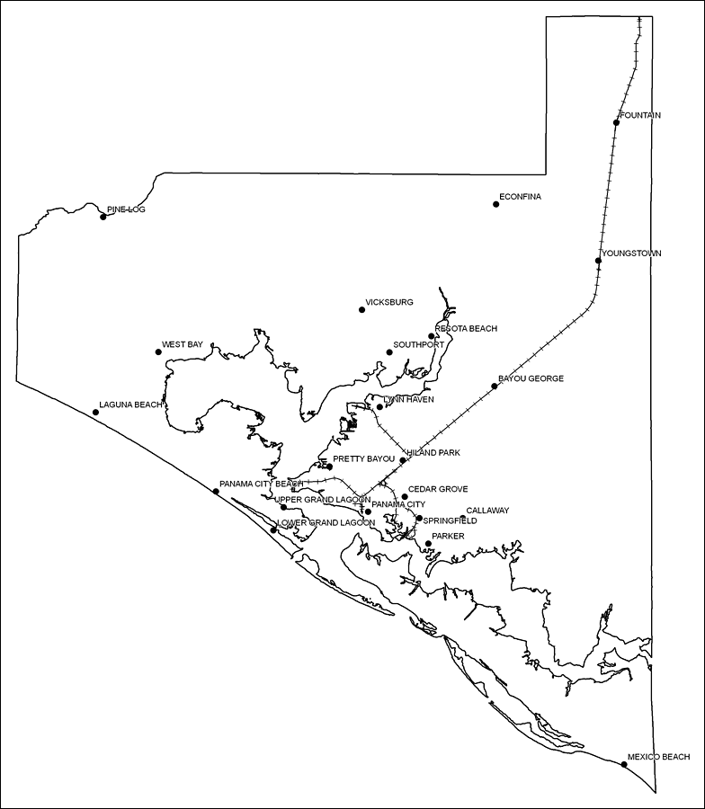 Bay County Railway Network- Black and White