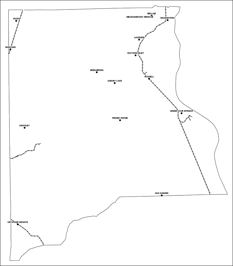 Clay County Railway Network- Black and White