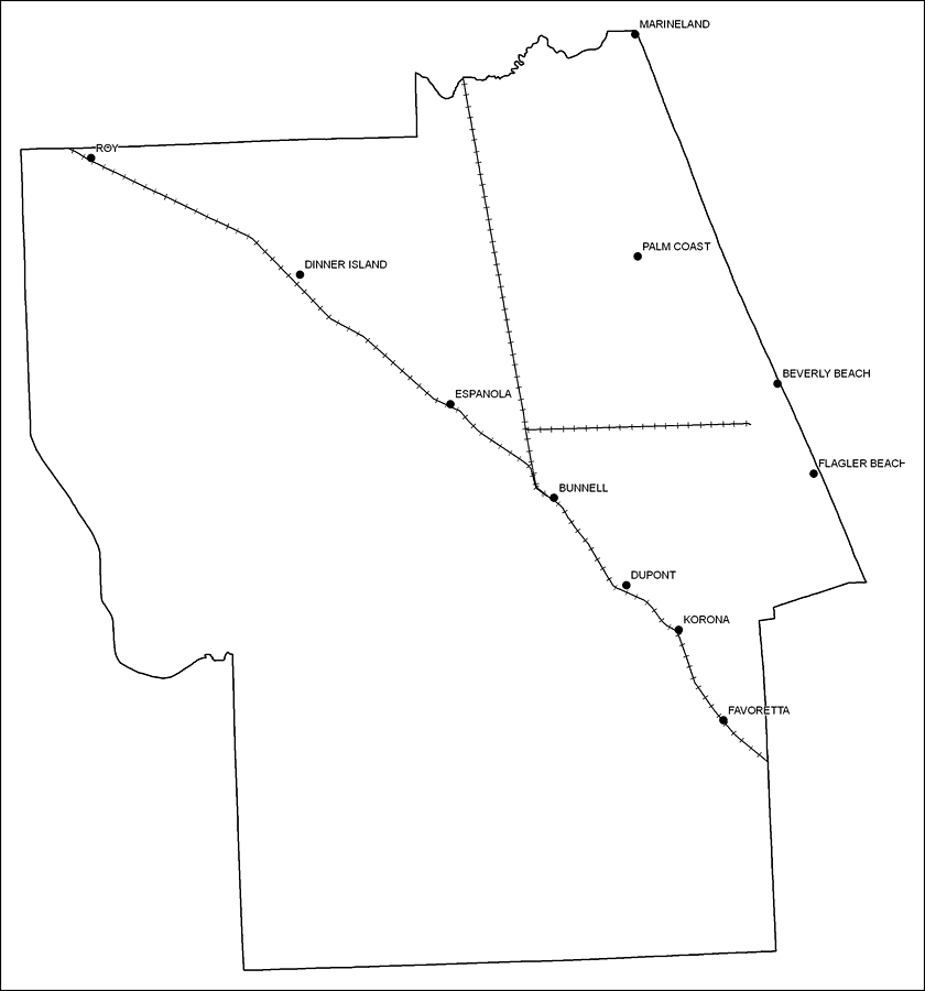 Flagler County Railway Network- Black and White