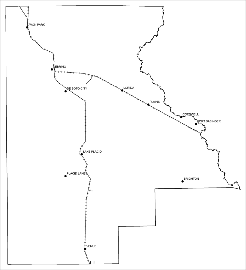 Highlands County Railway Network- Black and White