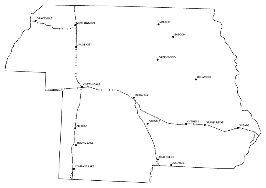 Jackson County Railway Network- Black and White
