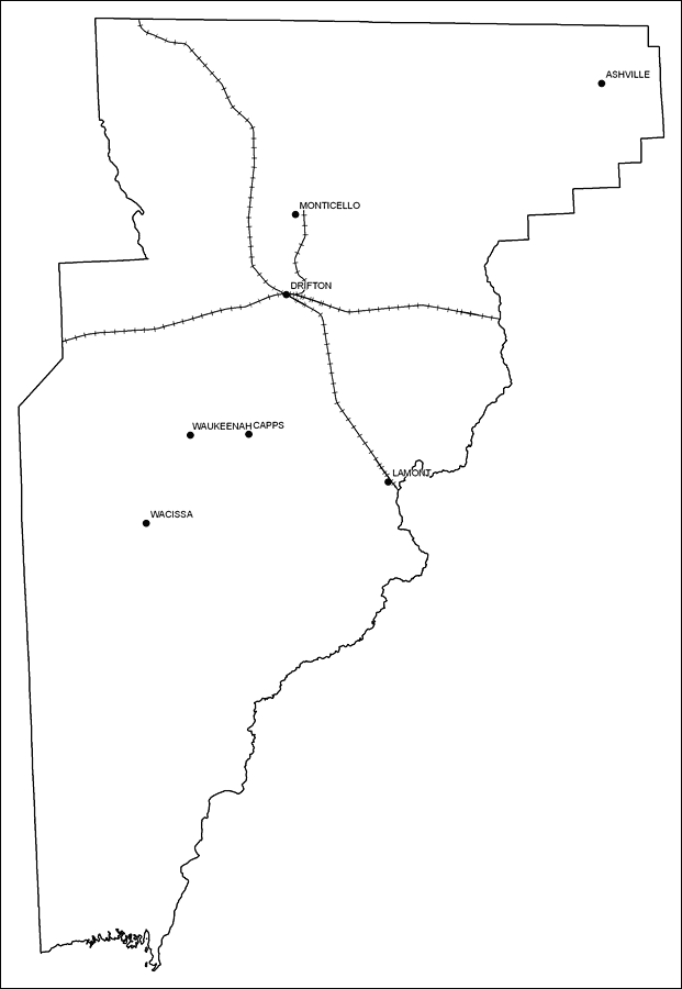 Jefferson County Railway Network- Black and White