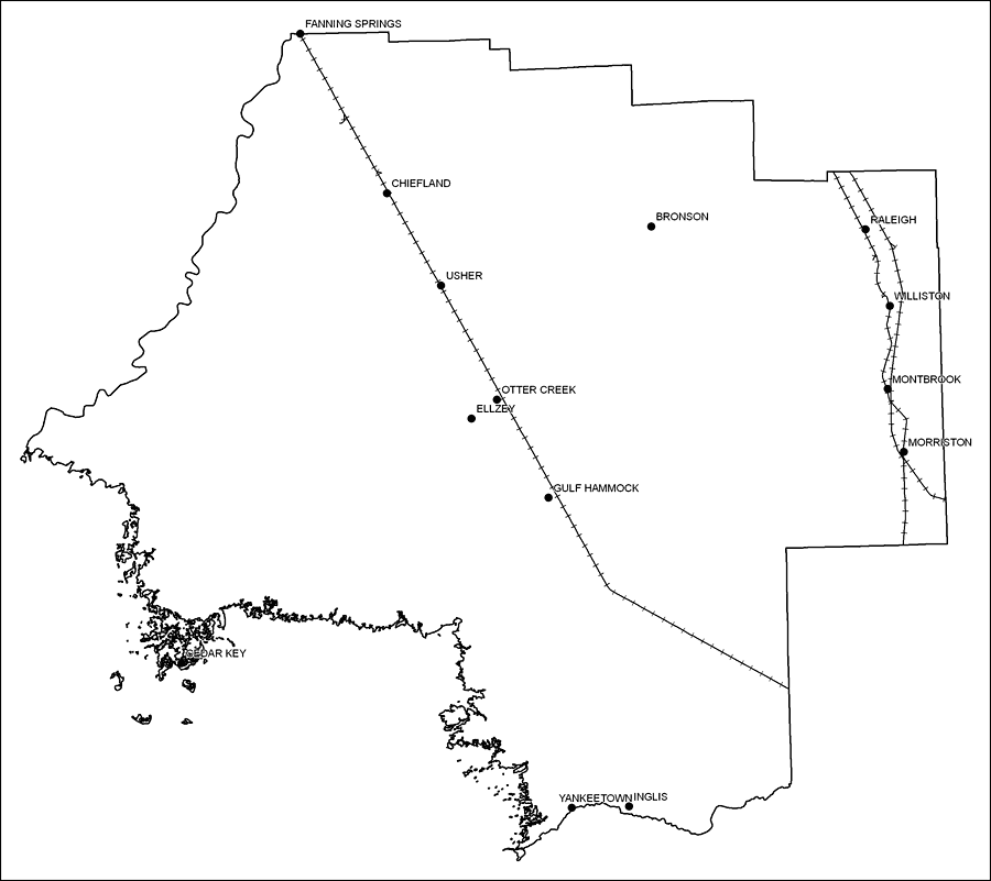 Levy County Railway Network- Black and White