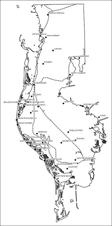 Pinellas County Railway Network- Black and White