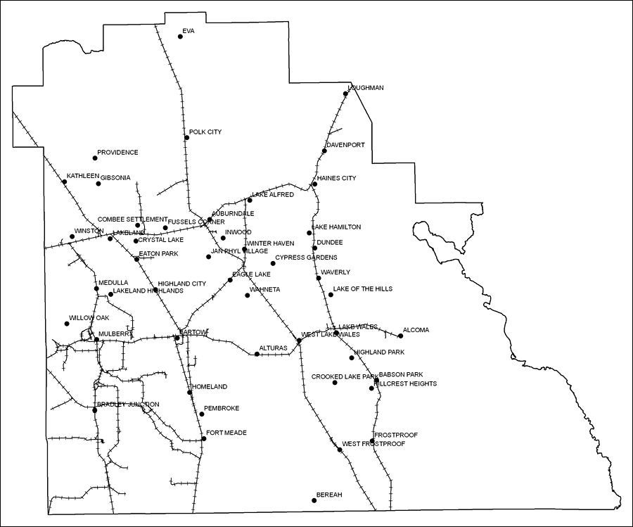Polk County Railway Network- Black and White