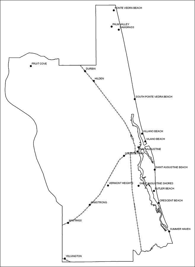 St. Johns County Railway Network- Black and White