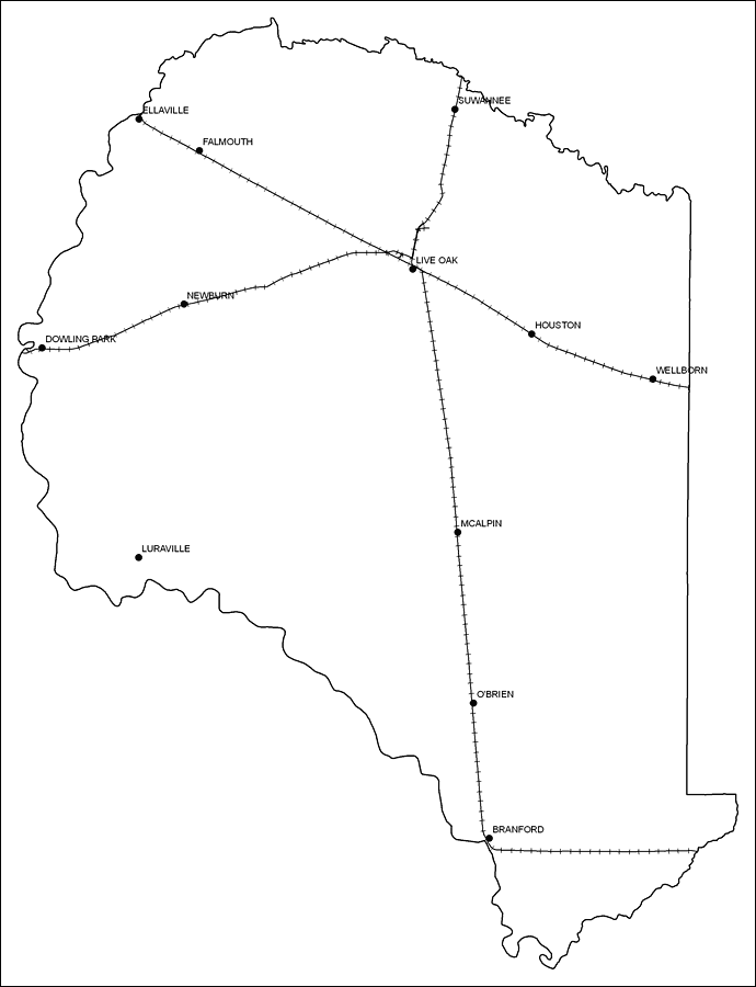Suwannee County Railway Network- Black and White