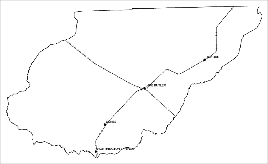 Union County Railway Network- Black and White