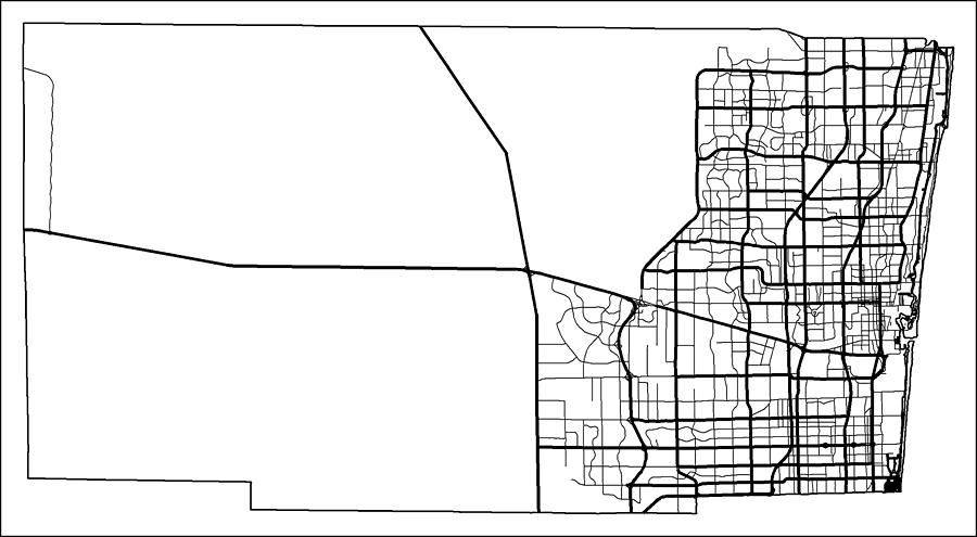 Broward County Road Network- Black and White