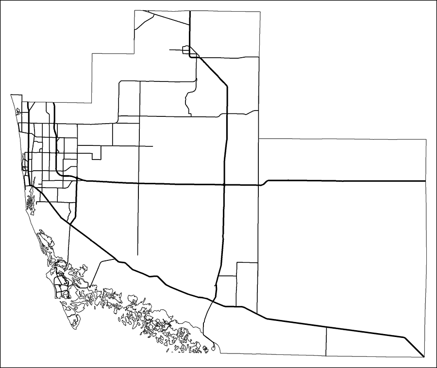 Collier County Road Network- Black and White