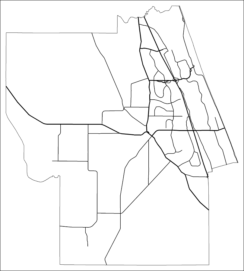 Flagler County Road Network- Black and White