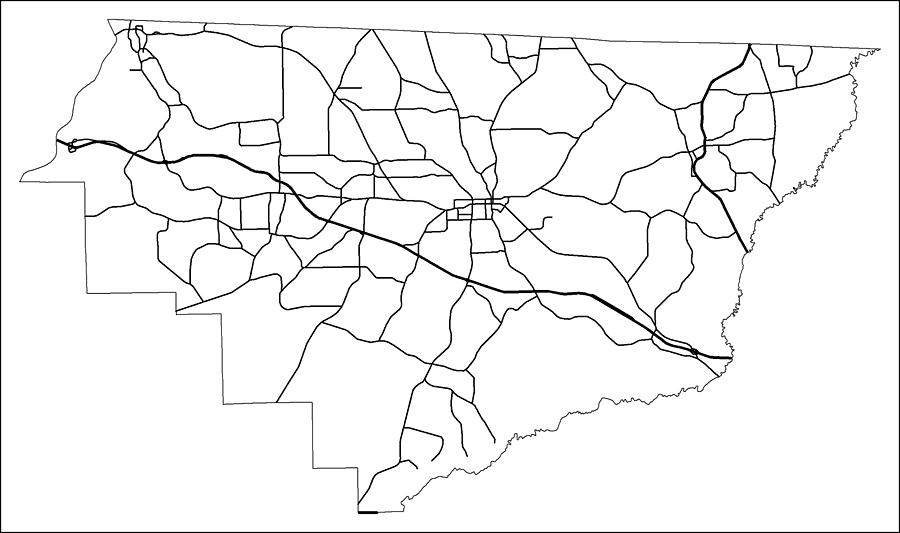 Gadsden County Road Network- Black and White