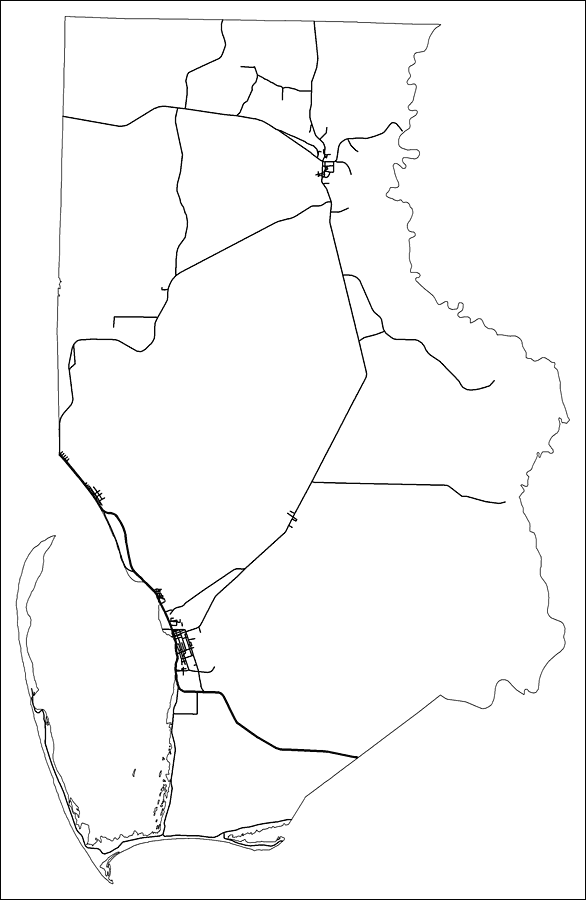 Gulf County Road Network- Black and White