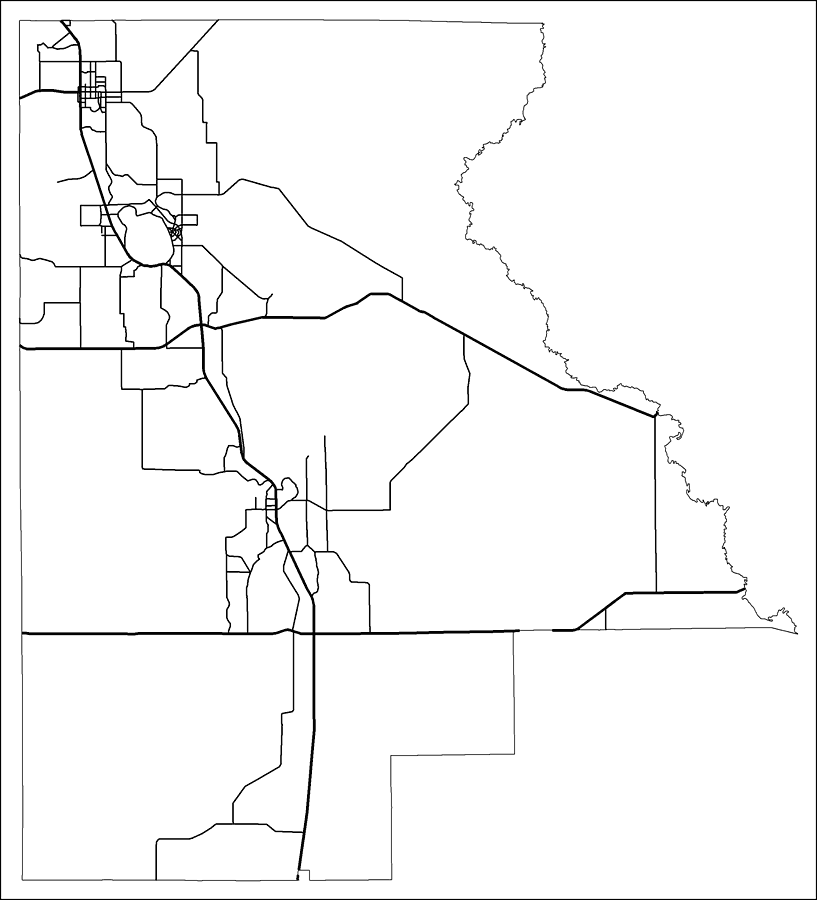 Highlands County Road Network- Black and White