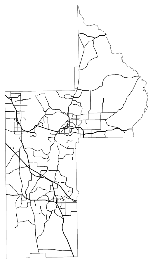 Lake County Road Network- Black and White