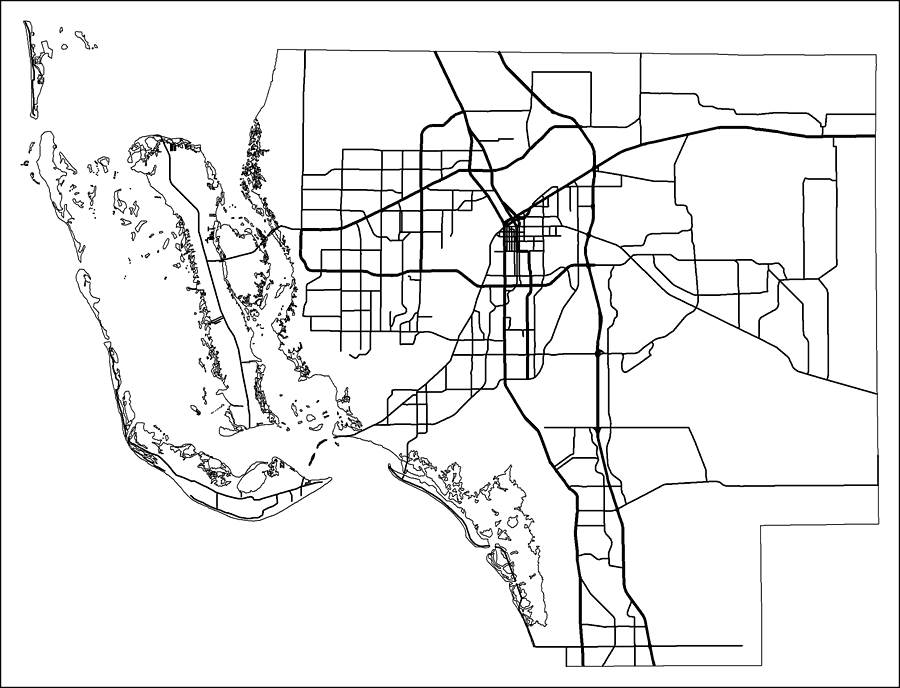 Lee County Road Network- Black and White